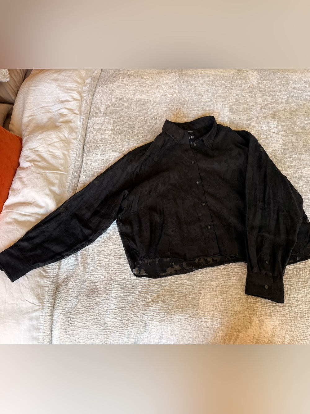 GAP Black Semi-Sheer Button-Down Shirt